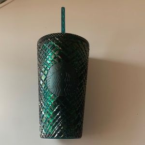 Starbucks 2021 Holiday Christmas Studded Dark Green Jeweled Tumbler Cold Cup